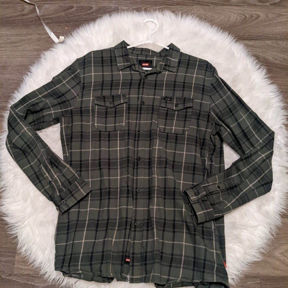 Globe - Mens Large - Green Plaid Button up Shirt